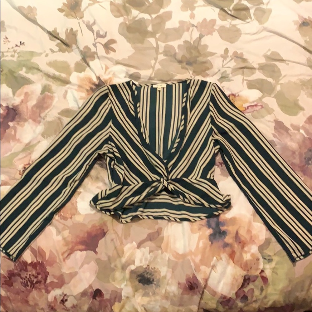 Cream green and white blouse